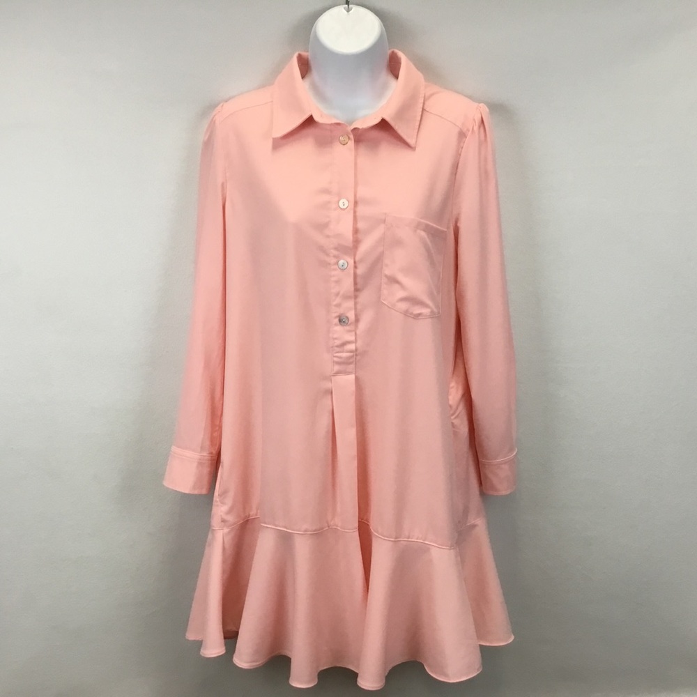 Tuckernuck Callahan Mini Shirt Dress Pink Preppy Feminine Coquette Girl Size M